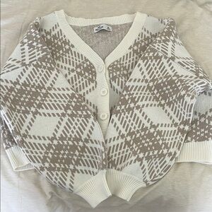 Cozy White and Brown Cardigan